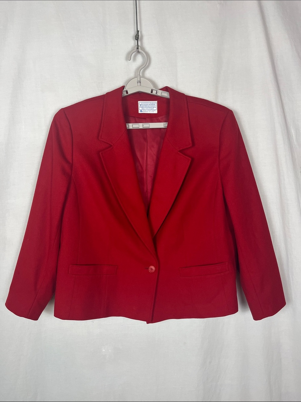 Vintage 80s Pendleton 100% Virgin Wool Red Button Up Women's Blazer